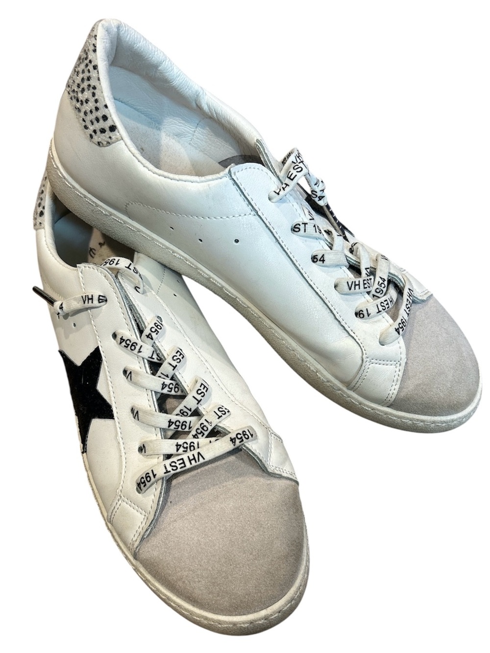 Vintage Havana Low-Top Star Sneakers White Cheetah Grey Suede Size 11